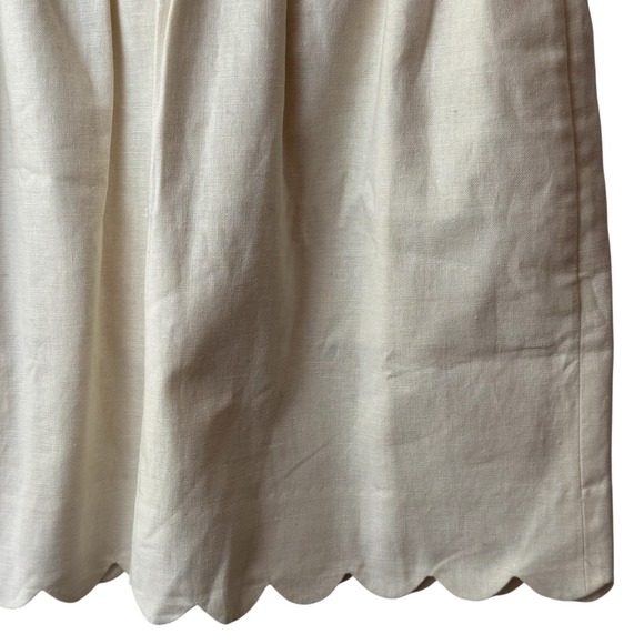 NEW J. Crew Linen Blend Ivory Lined Scallop Hem Skirt Coastal Minimalist 4 - Picture 4 of 10